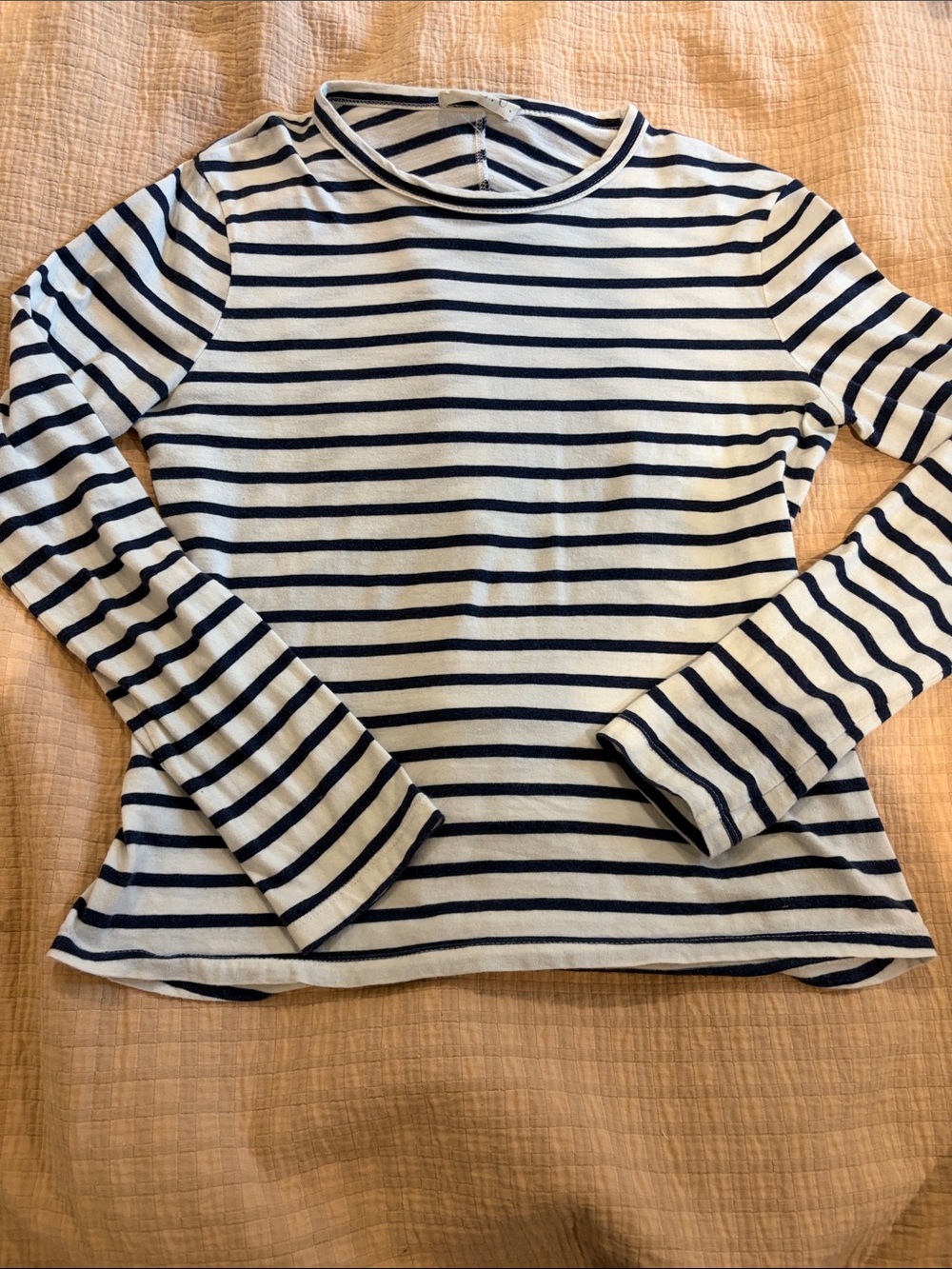 A.L.C.  Navy Striped Long Sleeve Top Open Back Detail Sz M